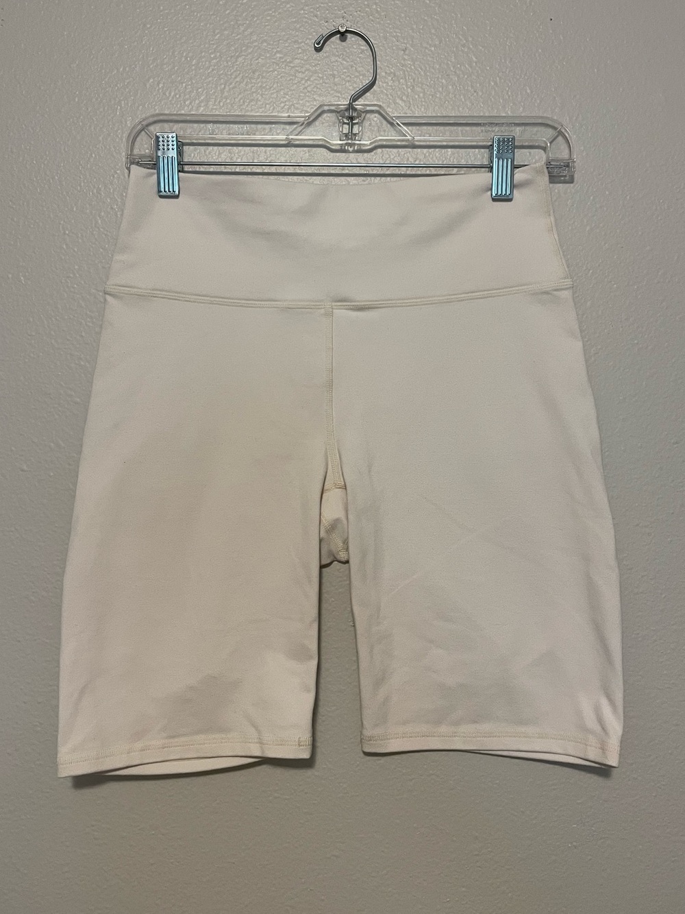 Fabletics High-Waist Cream Bike Shorts